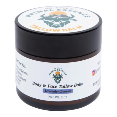 Dr. Dave'S Primal Essence Grass Fed Beef Tallow Balm For Face And Body With Shea Butter, Organic Jojoba Oil, Honey, And Beeswax  Beef Tallow For Skin  Lavender And Lemon  2 Oz
