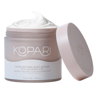 Kopari Ultra Restore Body Butter, Whipped Lightweight Formula, Hyaluronic Acid & Mango Seed Butter, Deep & Long-Lasting Moisture, Coconut 7.7 Oz