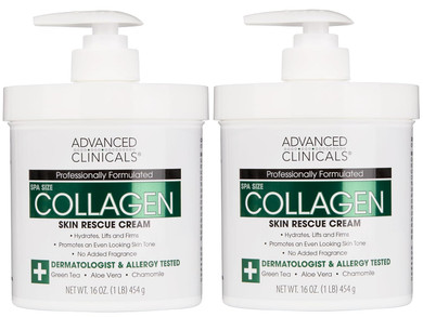 Advanced Clinicals Collagen Cream Body Lotion & Face Moisturizer W/Vitamin E | Skincare Moisturizing Collagen Lotion For Women, Men, Hand, & Neck Improves Look Of Crepey Skin & Uneven Dry Skin, 2Pc