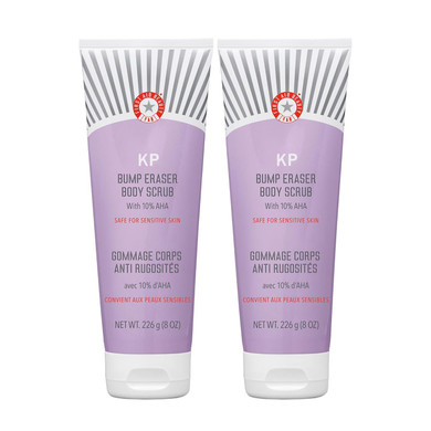 First Aid Beauty - Kp Bump Eraser Body Scrub With 10% Aha, Keratosis Pilaris Skin Exfoliater With Glycolic And Lactic Acids, Helps Reduce Chicken Skin Bumps, Safe For Sensitive Skin, 8 Oz, 2Ct