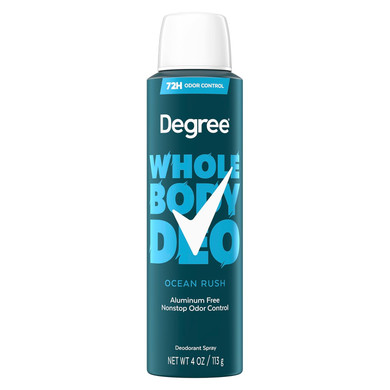 Degree Men Whole Body Deodorant Spray For Men, Ocean Rush Scent, Aluminum Free 72H Odor Protection 4 Oz