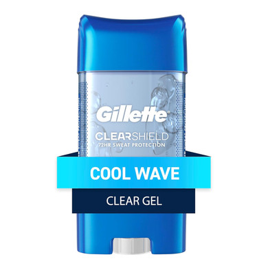 Gillette Antiperspirant And Deodorant For Men, 72Hr Sweat & Odor Protection, Long Lasting Freshness, Anti-White Mark Technology, Clear Gel, Cool Wave Scent, 3.8 Oz