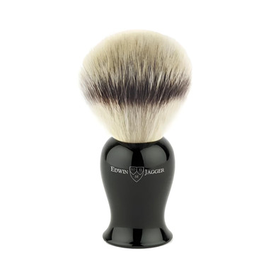 Edwin Jagger Synthetic Silver Tip Shaving Brush With Imitation Ebony Handle (Medium)