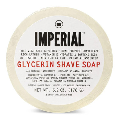 Imperial Barber Glycerin Soap Puck For Shave & Face Use, 6.2 Oz