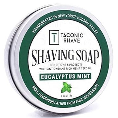 Taconic Shave Eucalyptus Mint Scent Shaving Soap  Invigorating Eucalyptus Menthol Aroma  Barbershop Quality Puck With Natural Oils  Cooling Lather  Made In Usa
