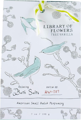 Library Of Flowers True Vanilla Salts, 7 Oz., Bergamot, Dark Vanilla, And Amber, Bathtub Accessories, Bath Salts For Women, Bath Products, Scented Luxury Bath Salts
