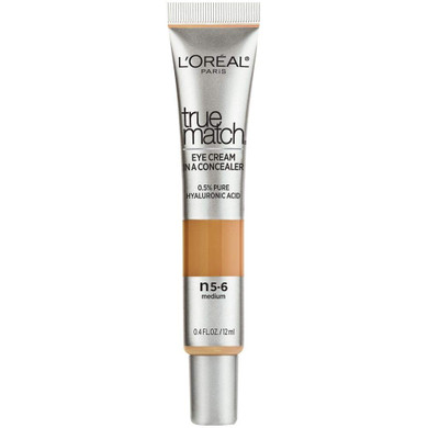 LOréal Paris True Match Eye Cream In A Concealer, 0.5% Hyaluronic Acid, Medium N5-6, 0.4 Fl. Oz