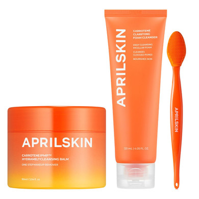 Aprilskin Carrotene Double Cleansing Duo | Vegan | Blakcheads Remover | Non-Comedogenic | Double Cleansing | Korean Skin Care | Kbeauty