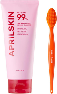 Aprilskin Txa Bubble Gum Cleanser With Pore Brush: Txa Niacinamide 99 Pore Care Pink Bubble Gum Deep Cleanser(4.23 Fl.Oz.)+Pore Cleansing Facial Silicone Brush