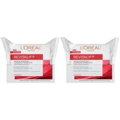 L'Oreal Paris Skincare Revitalift Makeup Removing Wipes With Vitamin E, 30 Count