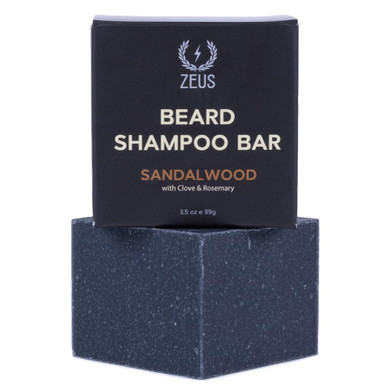 Zeus Beard Wash Bar For Men, All-Natural Hydrating Shampoo, Skin-Clarifying Soap & Beard Care Cleanser With Natural Ingredients, Anti-Itch & Gentle On Skin (Made In Usa) Sandalwood