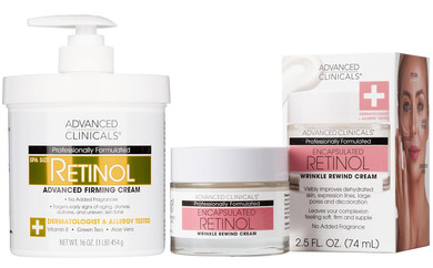Advanced Clinicals Retinol Body Cream + Encapsulated Retinol Face Moisturizer 2Pc Skincare Set For Women & Men To Reduce Appearance Of Wrinkles + Fine Lines & The Look Of Crepey Skin, 2Pc Set