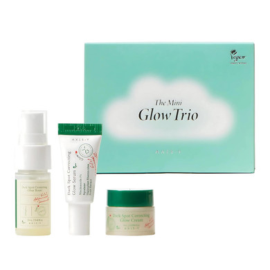 Axis-Y The Mini Glow Trio Dark Spot Correcting Travel Size Gift Set - Toner 0.41 Fl. Oz., Serum 0.169 Fl. Oz., Cream 0.169 Fl. Oz. - Vegan Korean Skin Care