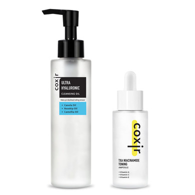 Coxir Doube Dew Set Ultra Hyaluronic Cleansing Oil+Txa Niacinamide Toning Ampoule