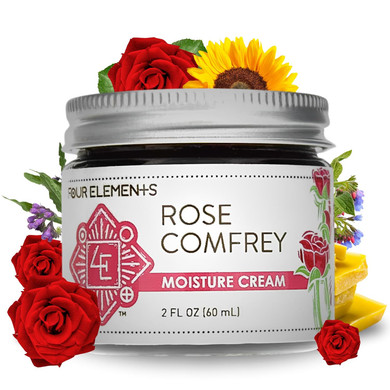 Rose Comfrey Moisture Cream, A Natural Non-Greasy Organic Cream That Help Soothe And Calm Your Skin, 2 Oz