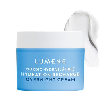 Lumene Nordic Hydra [Lahde] Hydration Recharge Overnight Cream - Lightweight, Hydrating Face Cream With Hyaluronic Acid, Arctic Water + Nordic Birch Sap - Reinforces Natural Moisture Barrier (1.7 Oz)