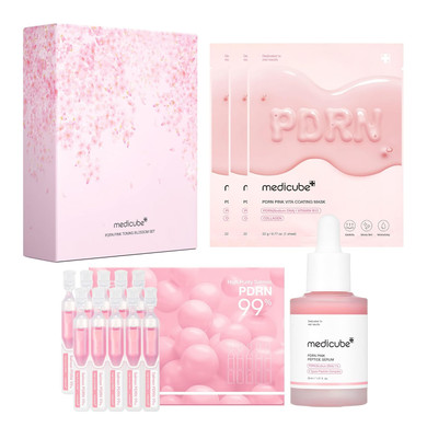 Medicube Pink Pdrn Trio Gift Set For Glass Glow Skin -Hydrating, Firming, And Radiance-Boosting Skincare Set For Women & Girls | With Salmon Dna Pdrn, Peptides And Pink Vitamin | Korean Skincare