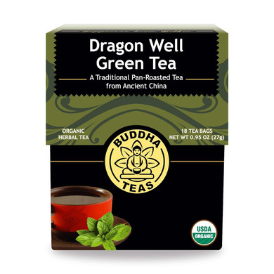 Buddha Teas Organic Dragon Well Green Tea - Ou Kosher, Usda Organic, Ccof Organic, 18 Bleach-Free Tea Bags