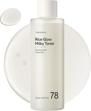 Rice Glow Milky Toner With 784,000Ppm Korean Rice Water, Niacinamide, Ceramides, Panthenol, Glow, Glass Skin, Hydrating, Purifying, Fragrance-Free, Korean Skin Care, 250Ml, 8.45 Fl.Oz