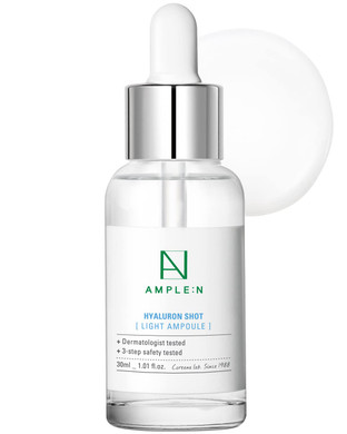 Ample:N Hyaluron Shot Light Serum - Korean Hyaluronic Acid Moisturizing Serum - Hydrate Oily And Combination Skin And Restore Vitality  Plumping, Refreshing, Anti Aging Ampoule, 1.01 Fl.Oz
