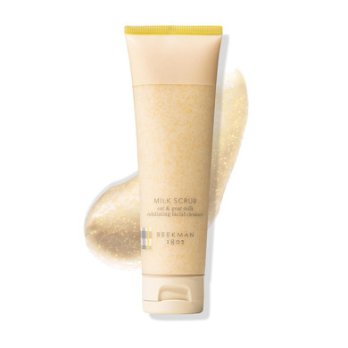 Beekman 1802 Oat + Goat Milk Exfoliating Face Scrub - Gentle Cleansing With Jojoba Bead Facial Exfoliator - Sensitive Skin Face Cleanser - Fragrance Free