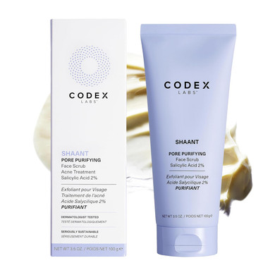 Codex Labs Shaant Pore Purifying Face Scrub - Oil Control Pore Minimizer Exfoliator - For Acne Prone, Oily Skin, All Skin Types - With 2% Salicylic Acid - Cruelty-Free, Vegan Skincare (100G)