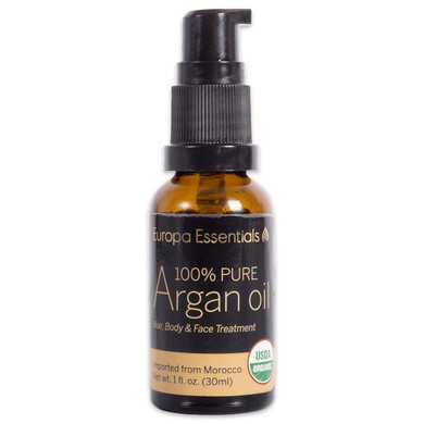 Organic Moroccan Argan Oil - 100% Pure Undiluted Therapeutic Grade In Amber Glass Pump Bottle, Anti-Aging Moisturizer For Face, Skin, Hair & Nails, 1Oz (30Ml)