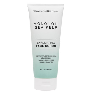 Exfoliating Face Scrub With Monoi Oil & Sea Kelp  Clarifying & Firming Facial Exfoliator With Natural Pumice  Vegan, Paraben-Free, 5.1 Fl Oz