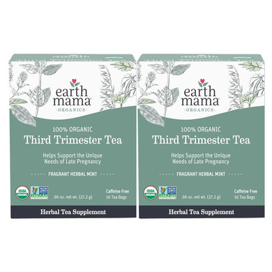 Earth Mama Organic Third Trimester Tea Bags | 100% Usda Organic Herbal Tea For Late Pregnancy Comfort + Childbirth Preparation, 16 Teabags Per Box (2-Pack)
