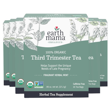 Earth Mama Organic Third Trimester Tea Bags | 100% Usda Organic Herbal Tea For Late Pregnancy Comfort + Childbirth Preparation, 16 Teabags Per Box (6-Pack)