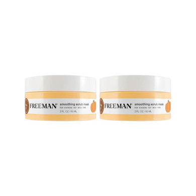 Freeman Smoothing Scrub Mask, Facial Mask & Face Scrub For Exfoliating Skin, Improve Skin Tone, Pumpkin Enzymes & Ahas, Travel Size Skincare, Vegan & Cruelty Free, 2 Fl. Oz./ 60 Ml Jar, 2 Count