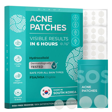 Hydrocolloid Pimple Patches (Made In Korea) Fsa/Hsa Eligible - Vegan, Hypoallergenic, Cruelty-Free Acne Circle Stickers For Overnight Use, For Zits, Spots, Pimples, Whiteheads (110 Count, Mixed Sizes)