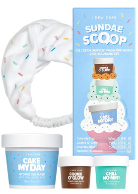I Dew Care Wash Off Face Mask Set - Sundae Scoop | Hyaluronic Acid Skincare Essentials, Moisturizing, Hydrating, Soothing, Exfoliating, Deep Cleansing Pore Refining, Dry Sensitive Skin