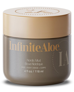 Infinitealoe Nordic Mud Face Mask Skin Care Treatment, Peat + Charcoal + Aloe Vera + Ha Combined, Suitable For All Skin Types - 4Oz