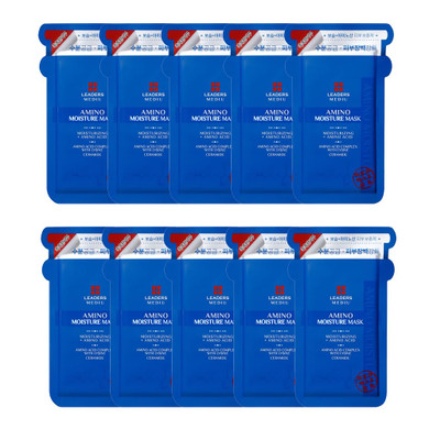 Leaders Mediu Amino Firming & Lifting Facial Sheet Mask | Amino Acid Complex, Vitamin A, Collagen | Reduces Fine Lines, Improves Elasticity, For All Skin Types (10 Sheets)