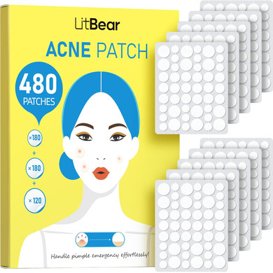 Litbear Pimple Patch Bulk, 720 Patches 3 Size Acne Patches For Face, Hydrocolloid Spot Stickers For Covering Zits, Blemishes, And Breakouts, Suitable For All Skin Types