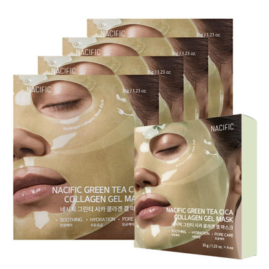 Nacific Rice Pepta Collagen Gel Face Mask (Rice Peptide) 4Ea Set | Overnight Hydrogel Care For All Skin Types, Hydrating, Firming, Elasticity, Pore Minimizing, Glass Glow Skin | Korean Beauty