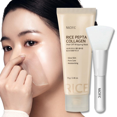 Nacific Rice Pepta Collagen Peel-Off Wrapping Mask 2.46Oz 70G  Overnight Facial Mask Pack, Hydrating, Firming & Elasticity, Pore Minimizing, Lifting, Glowy Glass Skin, Korean Skincare With Peptide