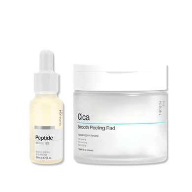 The Potions Firm & Smooth Duo  Peptide Ampoule & Cica Peeling Pad Set, Korean Skincare For Skin Texture Care And Hydration, Daily Gentle Exfoliation Routine