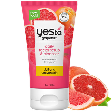 Yes To Grapefruit Daily Facial Scrub & Cleanser, Exfoliating & Restoring Cleanser That Enhances Skins Radiance, With Antioxidants, Lemon Balm Extract, & Vitamin C, Natural, Vegan & Cruelty Free, 4 Oz