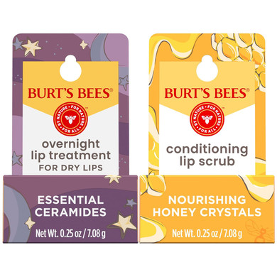 BurtS Bees Conditioning Lip Scrub And Overnight Intensive Lip Treatment, With Ceramides, College Back To School Dorm Essentials, Exfoliates And Hydrates Lips 8 Hours, Natural Origin, 2 Jars, 0.25 Oz
