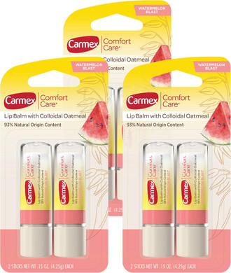 Carmex Comfort Care Lip Balm Stick With Colloidal Oatmeal In Watermelon Blast - 0.15 Oz, 2 Count