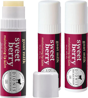 Dionis - Goat Milk Skincare Sweet Berry Scented Lip Balm 3 Piece Set (0.28 Oz) - Made In The Usa - Cruelty-Free And Paraben-Free