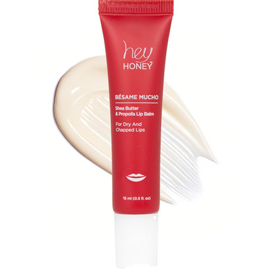 Hey Honey Skincare Bésame Mucho Shea Butter & Propolis Lip Balm | Intensive Hydration For Dry, Chapped Lips, Natural Moisturizing Lip Repair Treatment | 0.5 Oz