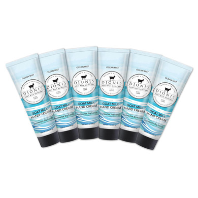 Dionis Goat Milk Skincare Scented Hand Cream, Travel Size Self Care Moisturizing Lotion For Women, Vitamins & Minerals Hydrate Dry Skin - Cruelty Free, Paraben Free, Ocean Mist, 1Oz Set Of 6