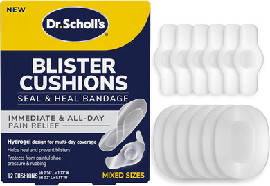 Dr. SchollS Blister Cushions Seal & Heal Bandage For Feet, 12 Ct - Immediate & All-Day Pain Relief, Blister Prevention Pads, Hydrogel Technology Protects From Painful Shoe Pressure & Rubbing