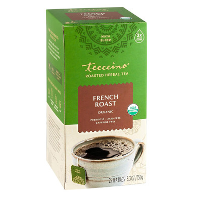 Teeccino French Roast Herbal Tea - Rich & Roasted Herbal Tea Thatã¢ÂS Caffeine Free & Prebiotic For Natural Energy, Coffee Alternative, 25 Tea Bags