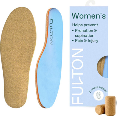 Fulton Athletic Running Insoles For Women - Shock Absorbing Insoles With High Impact Arch Support - Custom Molding Cork Inserts Alleviate Plantar Fasciitis & Foot Fatigue (Women'S Wide 5.5-6)