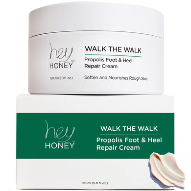 Hey Honey Walk The Walk Propolis Foot & Heel Cream For Dry, Cracked Feet | 72-Hour Hydration, Callus Remover & Odor-Fighting Moisturizer With Honey & Urea | 5 Oz