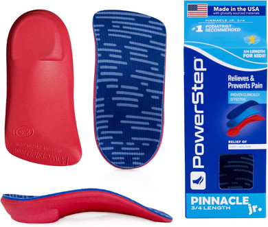 Powerstep Pinnacle Junior 3/4 Insoles, Children'S Foot Pain Relief, Arch Support For Girls And Boys, Unisex, Supports Alignment, Posture & Balance In Kids, Made In The Usa (Toddler 10-11)
